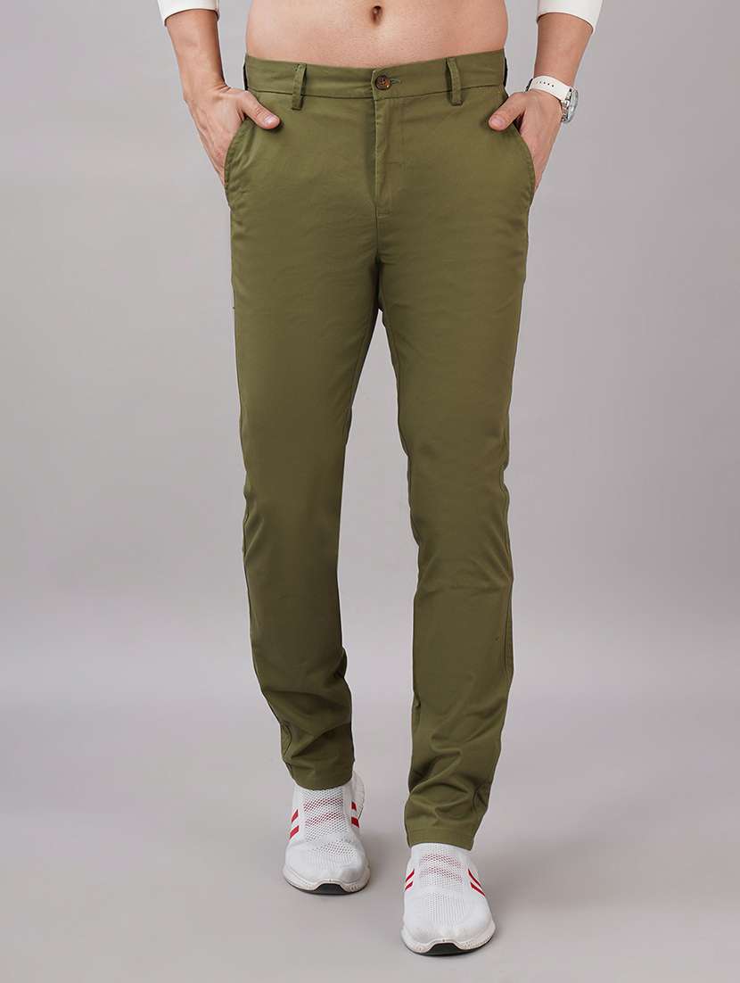 men solid mid rise slim fit chinos 