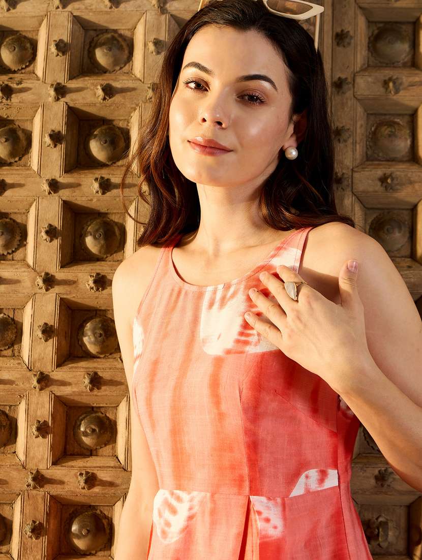 women tie & dye sleeveless fit & flare dress - 21917354 -  Standard Image - 5
