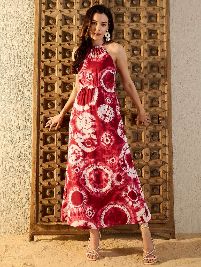 women tie & dye halter neck a-line dress - 21917357 -  Zoom Image - 0