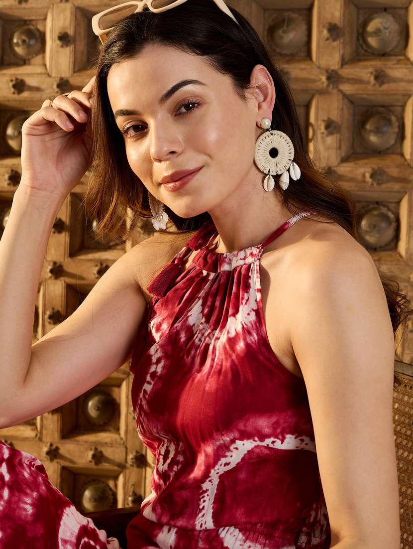women tie & dye halter neck a-line dress - 21917357 - Standard Image - 5