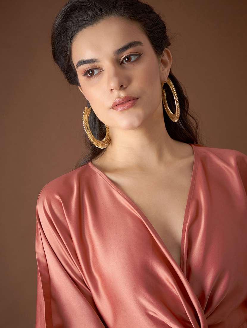 women solid short sleeves asymmetric dress - 21917377 -  Standard Image - 5