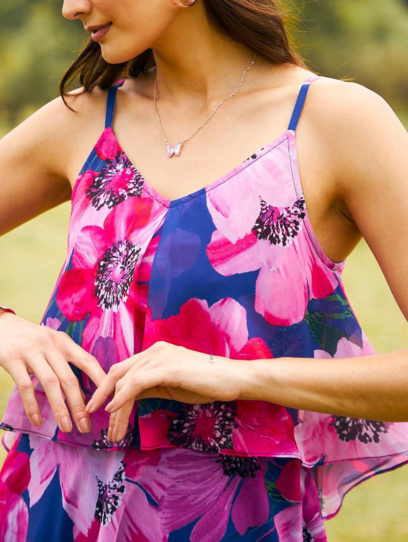 women floral printed shoulder strap fit & flare dress - 21917392 - Standard Image - 5