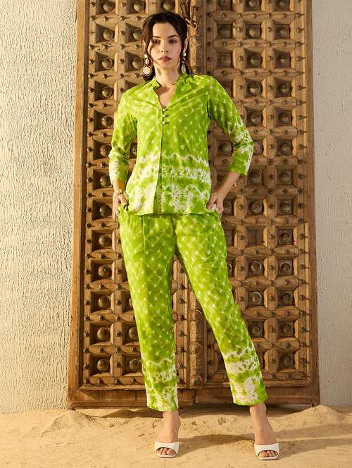 women tie & dye top & trouser co-ord set - 21917466 - Standard Image - 0