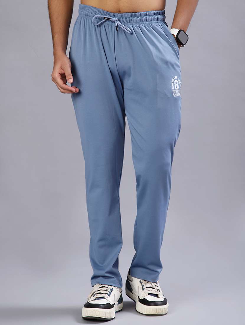 men solid mid rise full length track pant