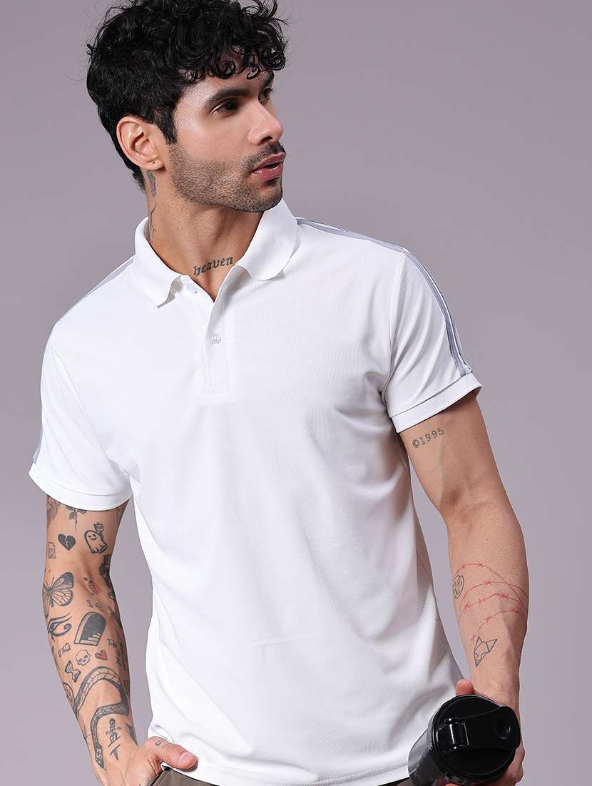 men solid short sleeve slim fit polo t-shirt - 21917643 - Zoom Image - 0