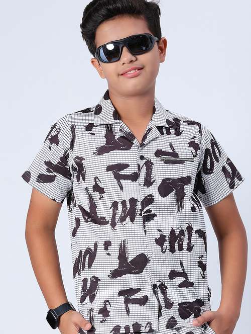 boys printed shirt and short co-ord set - 21917650 -  Standard Image - 0