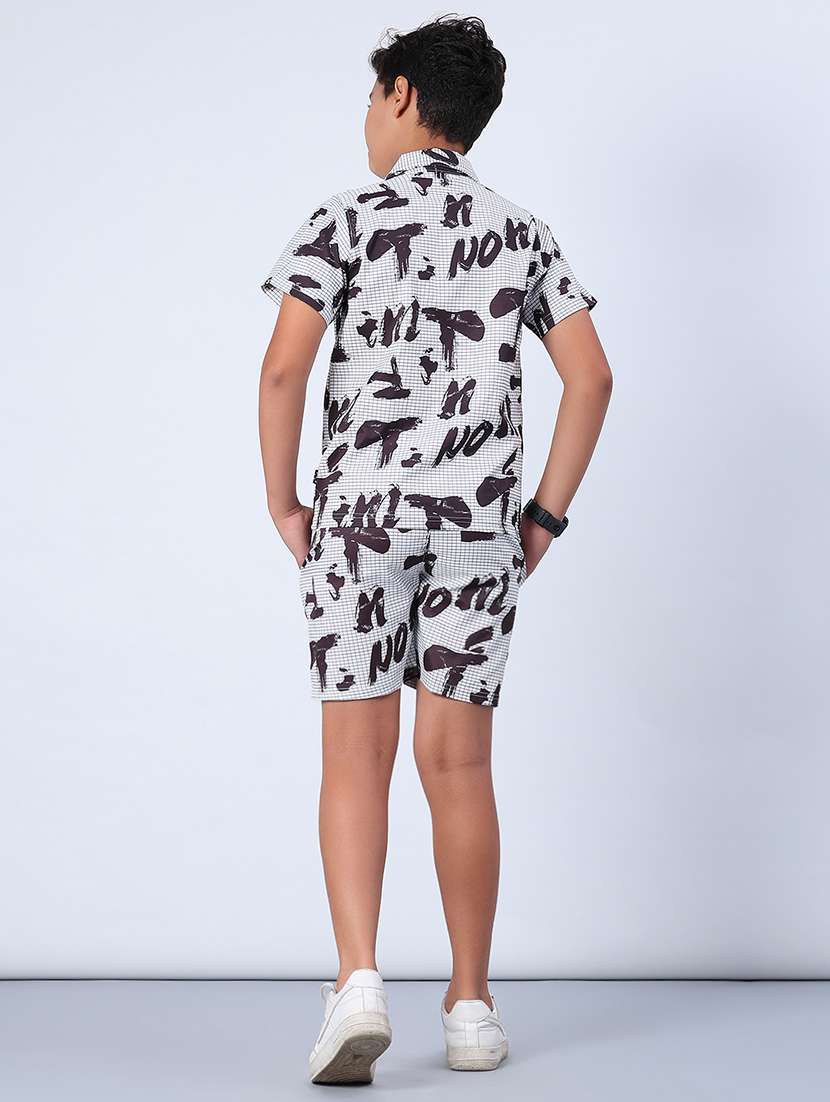 boys printed shirt and short co-ord set - 21917650 -  Standard Image - 3