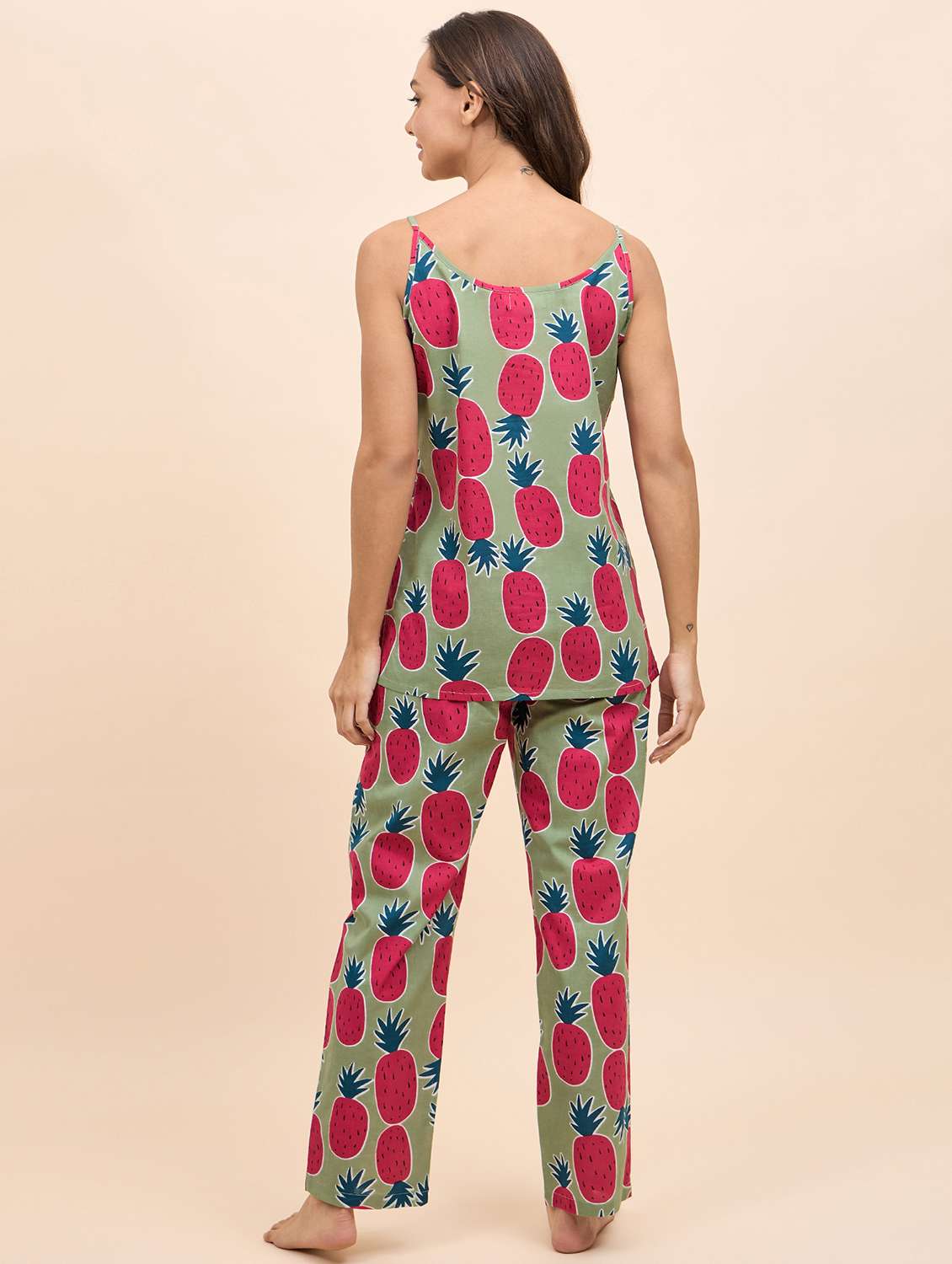 women printed nightwear pyjama set with robe - 21917776 -  Standard Image - 3