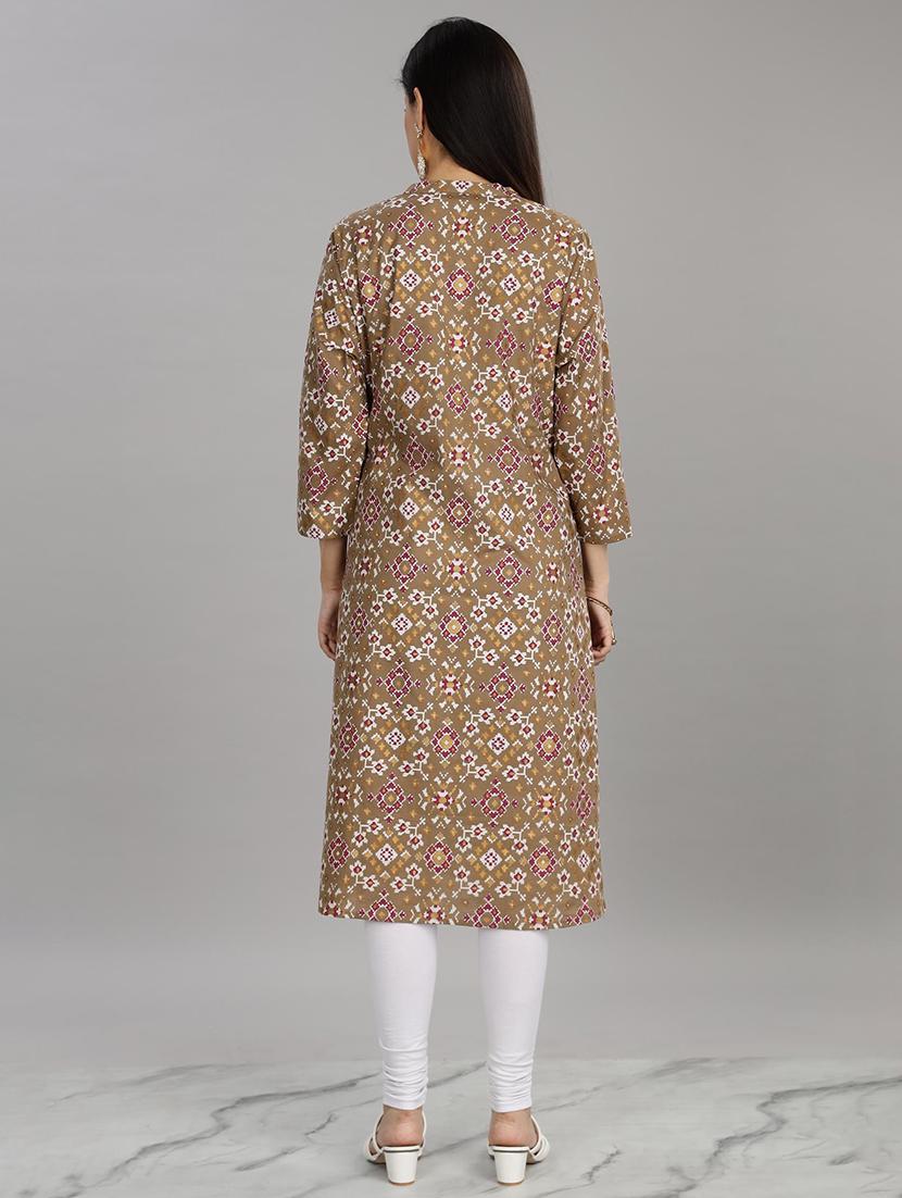 women three quarter sleeve a-line kurta - 21917815 - Standard Image - 3