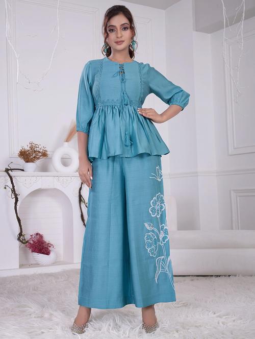 women three quarter sleeve ethnic co-ord set - 21918354 - Standard Image - 0