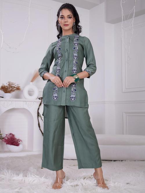 women three quarter sleeve ethnic co-ord set - 21918357 - Standard Image - 0