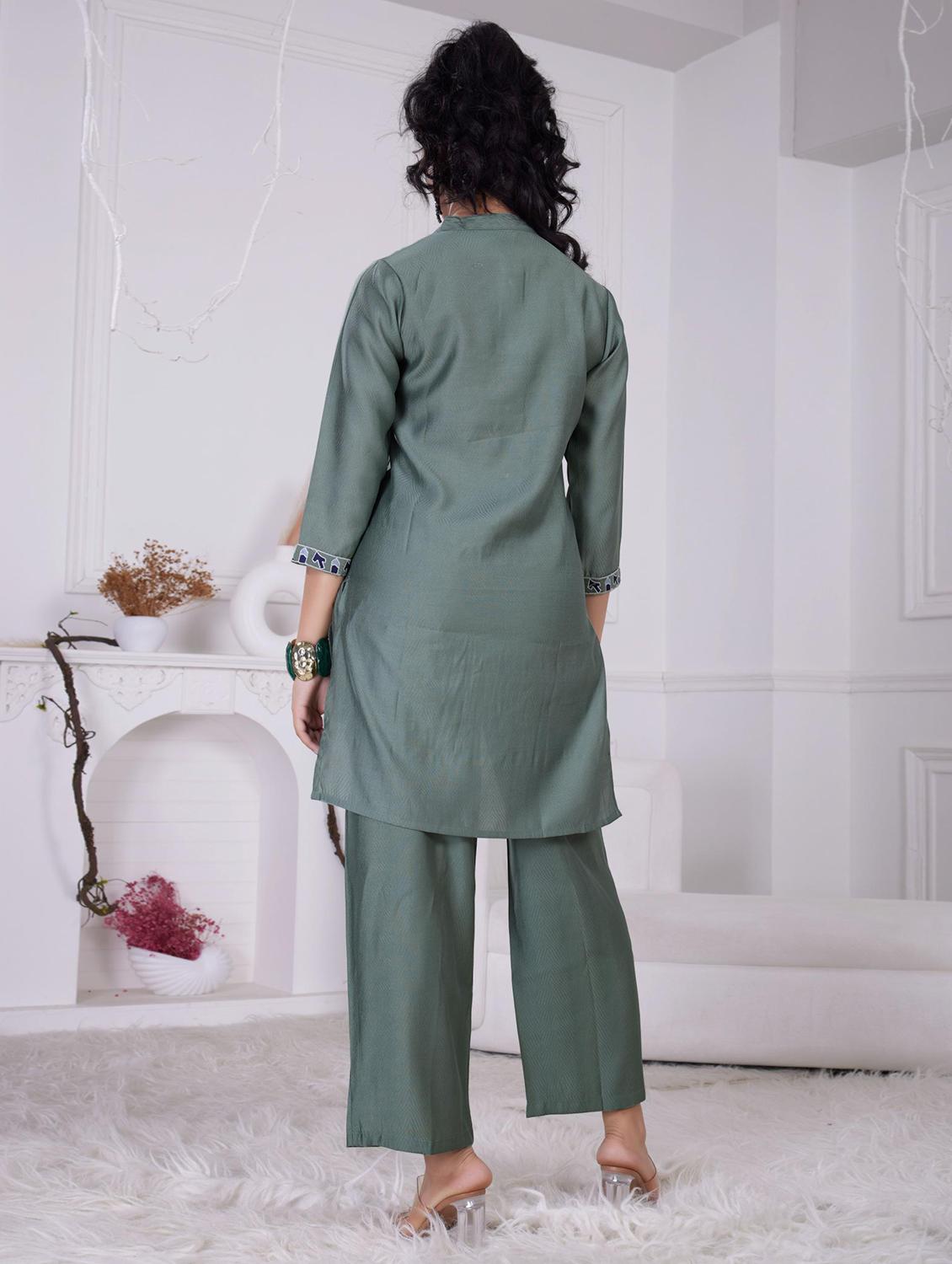 women three quarter sleeve ethnic co-ord set - 21918357 - Standard Image - 3