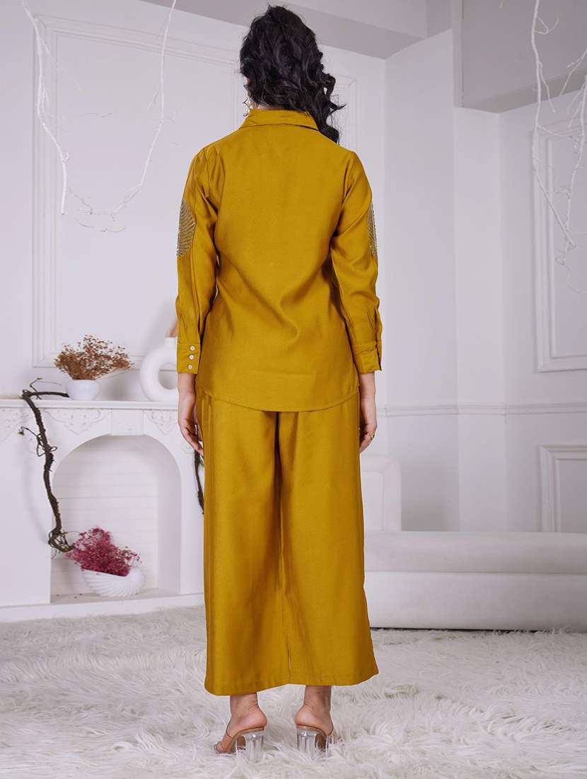 women mustard long sleeve ethnic co-ord set - 21918358 - Standard Image - 3