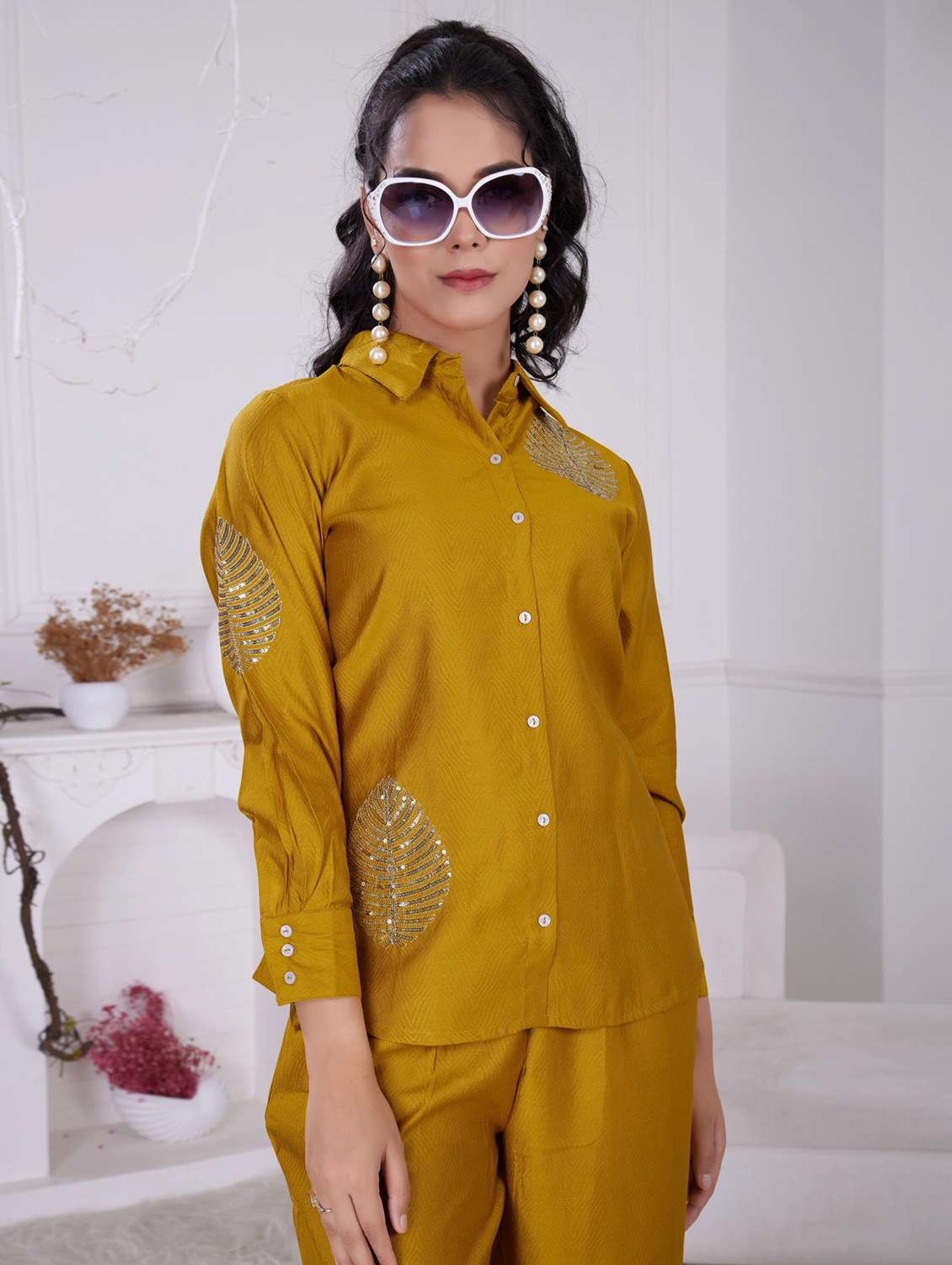 women mustard long sleeve ethnic co-ord set - 21918358 - Standard Image - 5