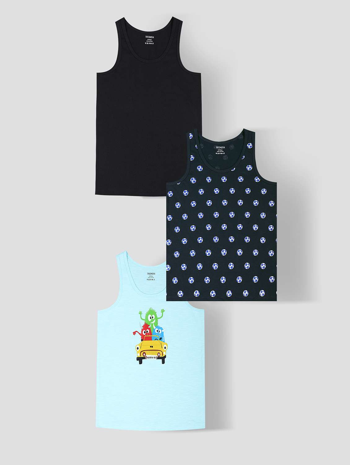 boys pack of 3 printed vest 