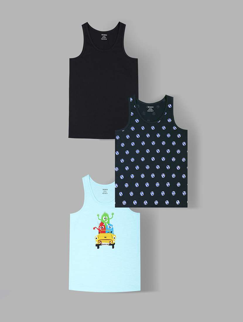 boys pack of 3 printed vest 