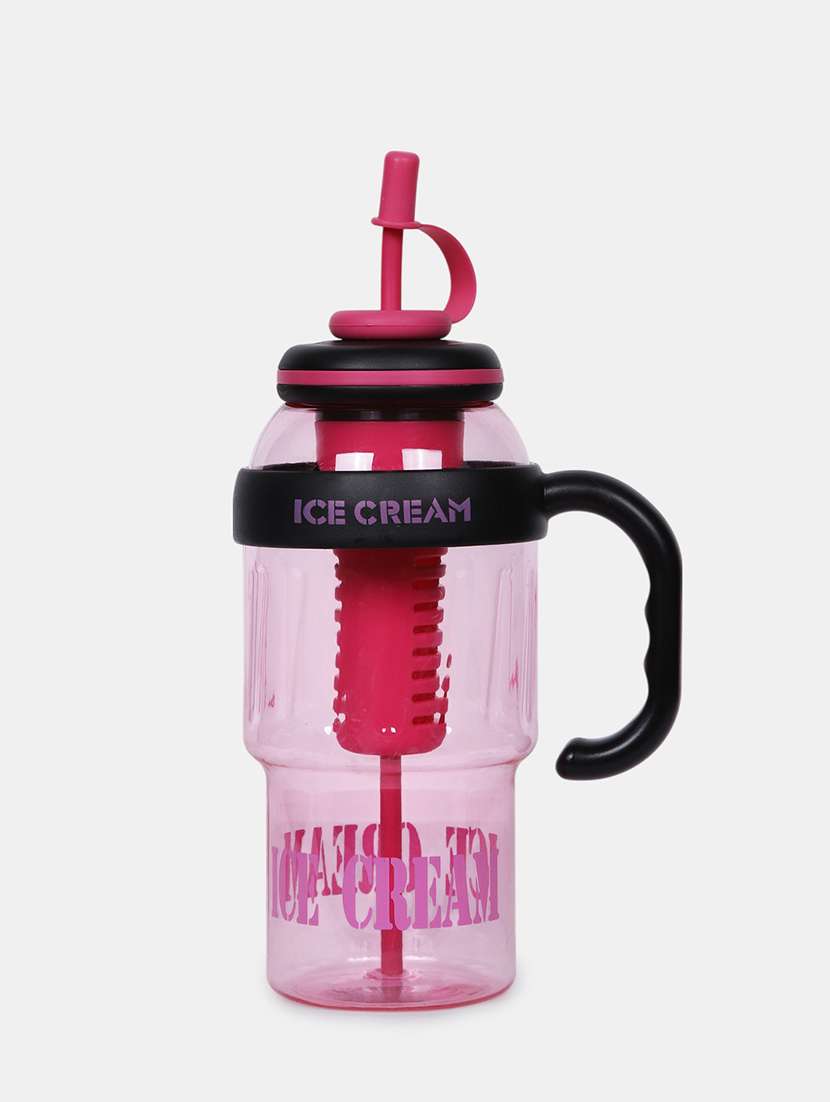 printed plastic sipper bottle with straw