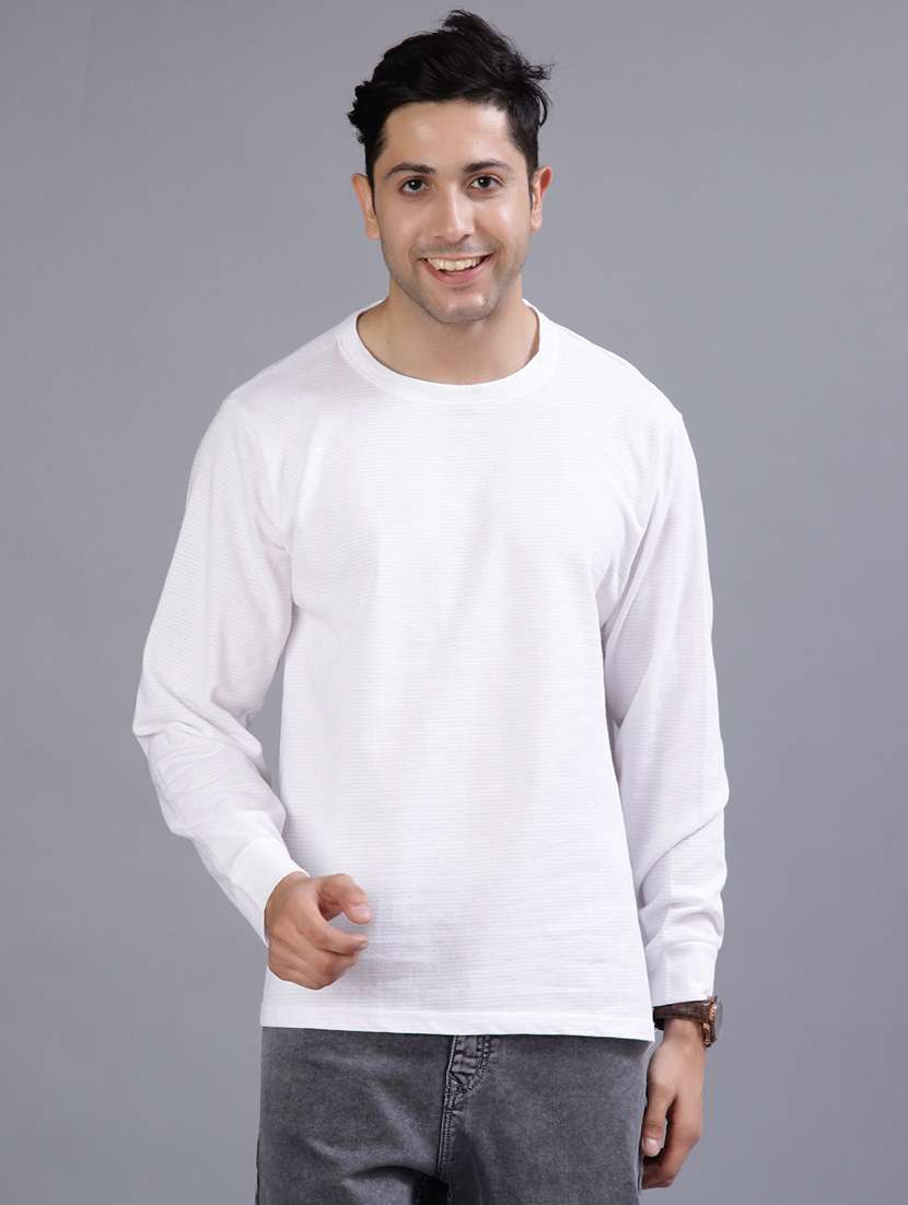 men solid long sleeve regular fit t-shirt