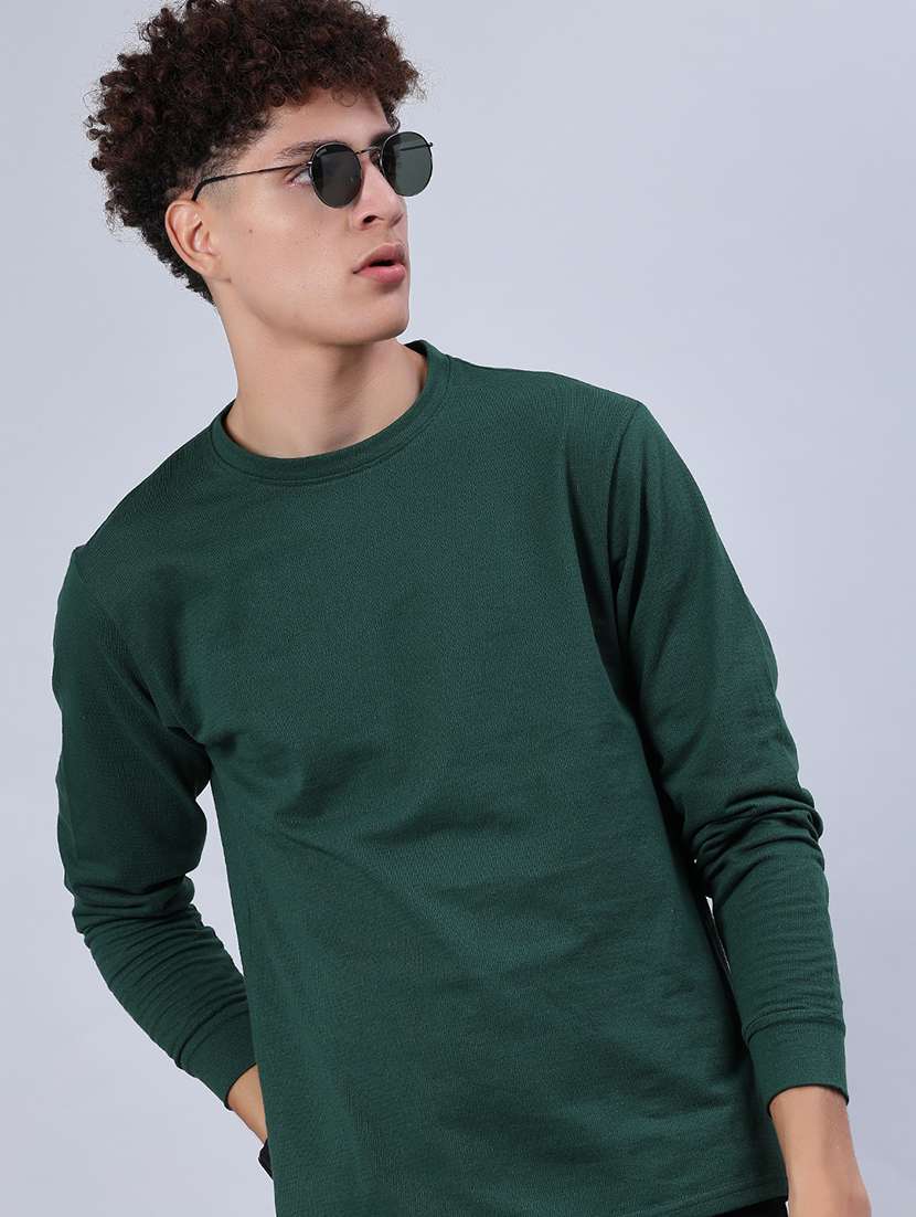 men solid long sleeve regular fit t-shirt