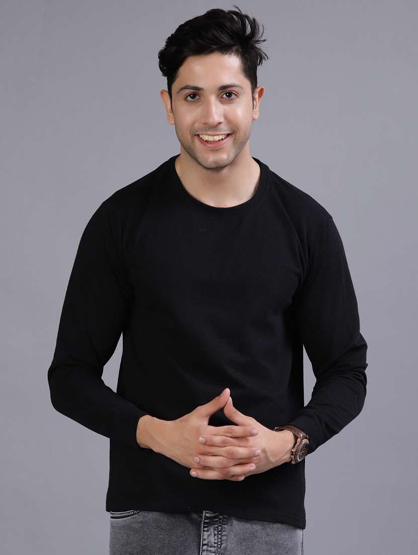 men solid long sleeve regular fit t-shirt