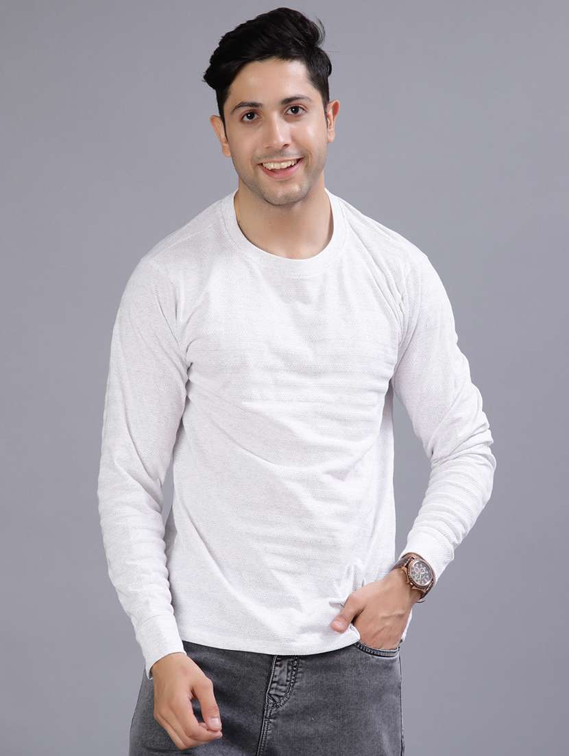 men self design long sleeve regular fit t-shirt
