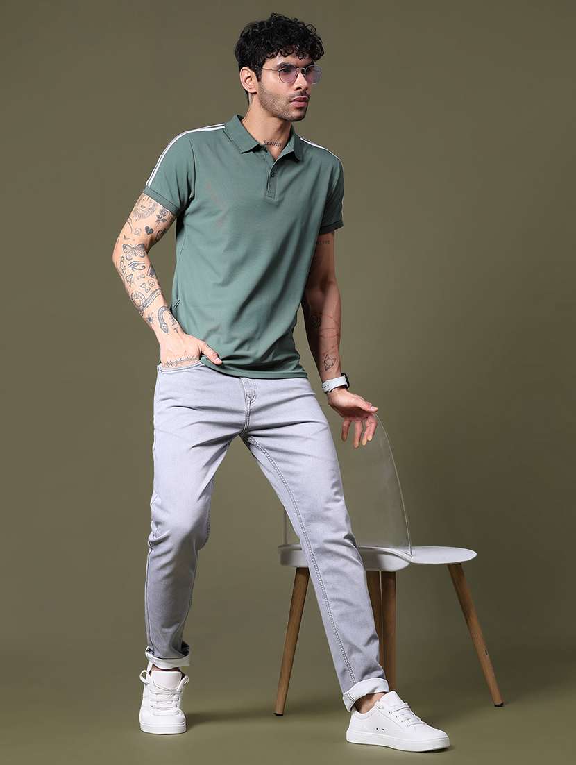 men solid short sleeve slim fit polo t-shirt - 21918578 -  Standard Image - 3