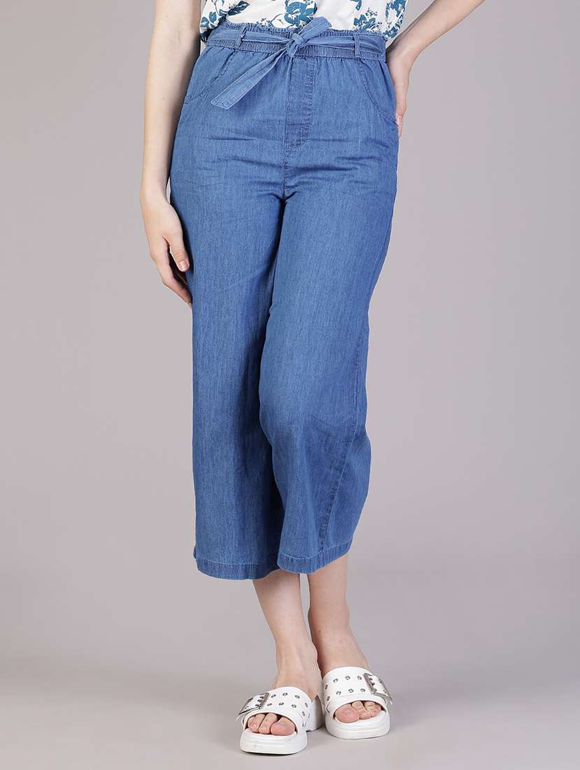 women solid mid rise culottes - 21918585 -  Zoom Image - 0