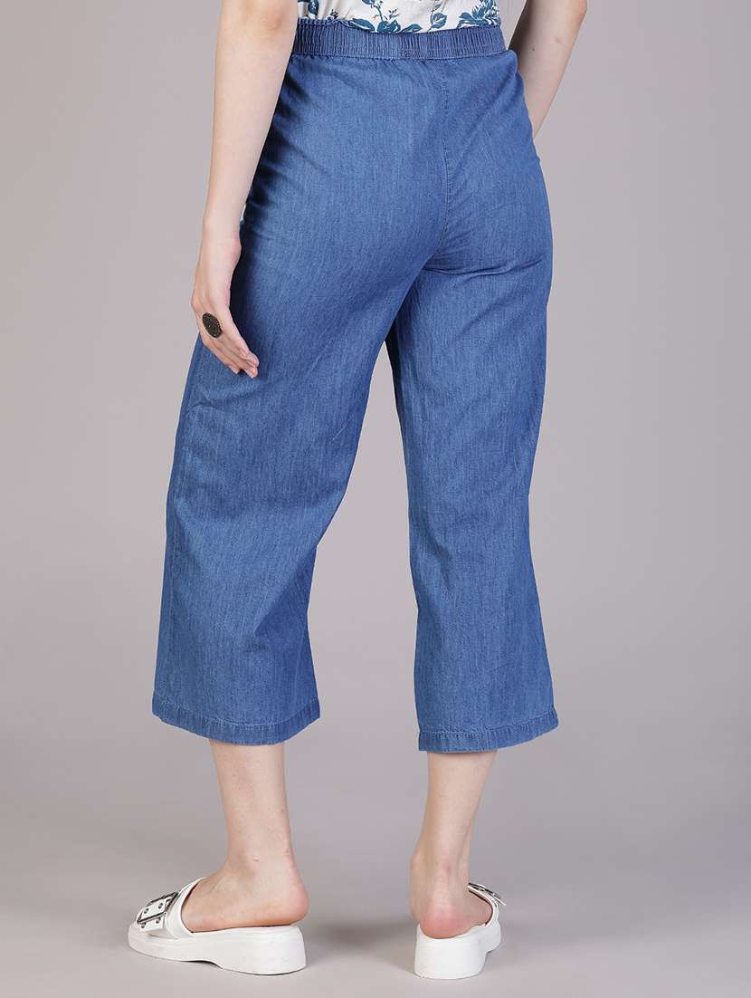 women solid mid rise culottes - 21918585 - Standard Image - 3