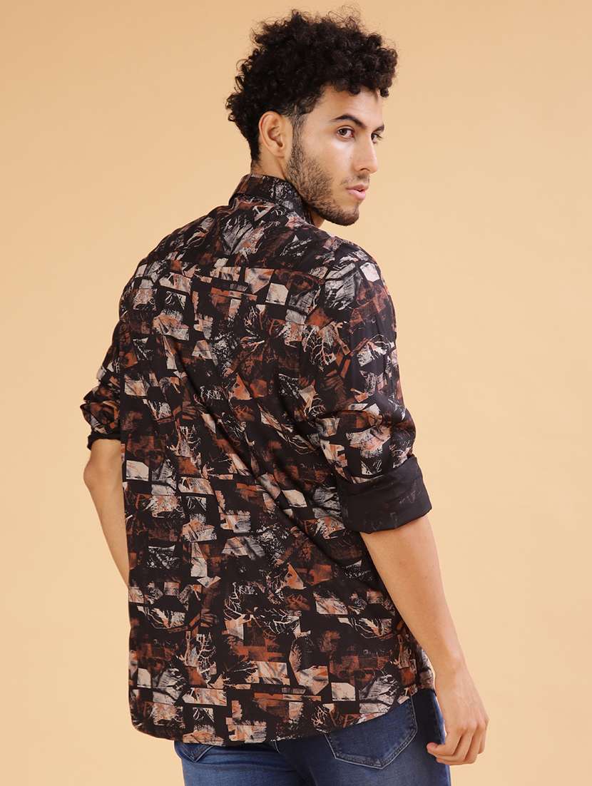men printed collared long sleeve shirt - 21918627 -  Standard Image - 3