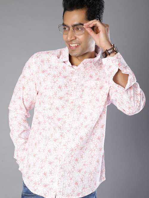 men printed collared long sleeve shirt - 21918628 -  Standard Image - 0