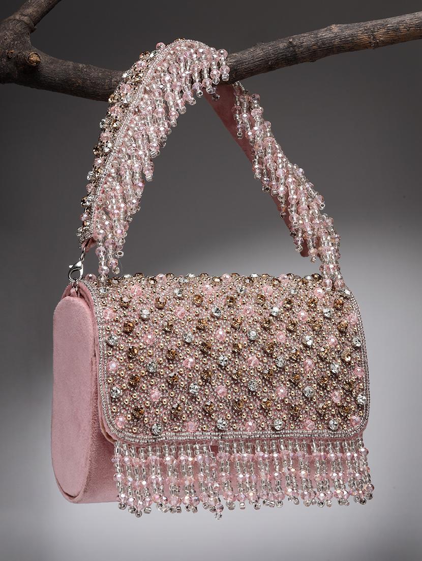 pink suede fold over clutch - 21918650 - Zoom Image - 0