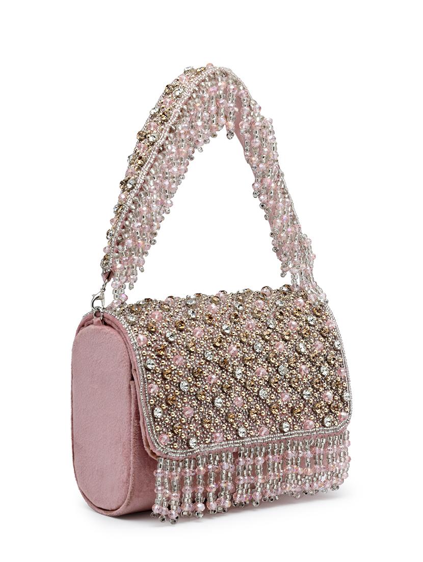 pink suede fold over clutch - 21918650 - Standard Image - 3
