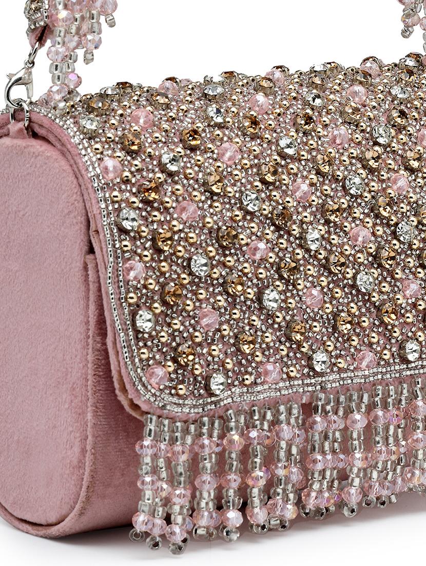 pink suede fold over clutch - 21918650 - Standard Image - 5