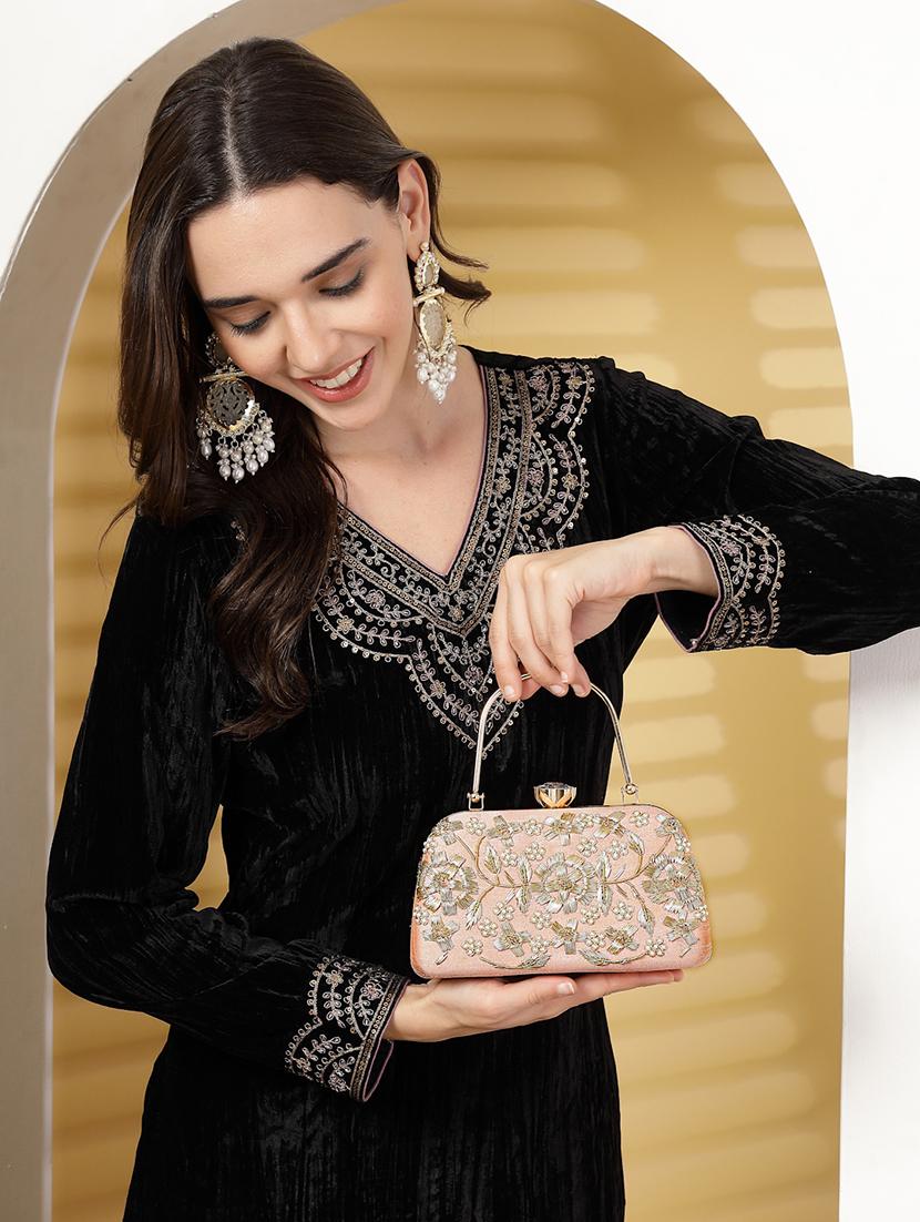 women embellished clutch with detachable sling chain - 21918652 - Standard Image - 8
