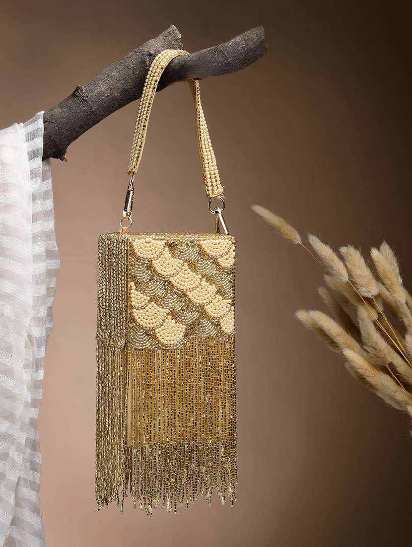 Women Embellished Clutch With Detachable Strap