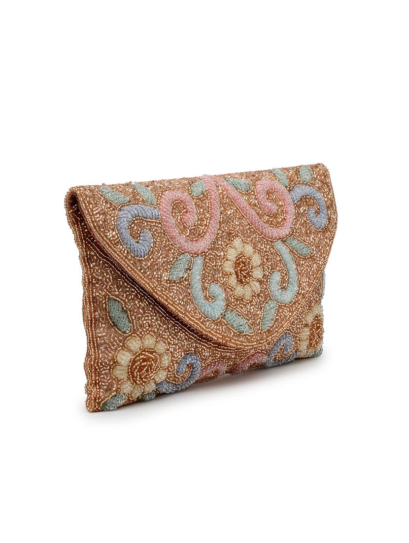 women emmbellished envelope clutch with sling chain - 21918657 - Standard Image - 3