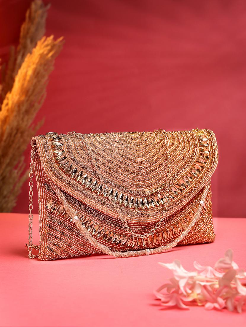 women emmbellished envelope clutch with sling chain - 21918658 -  Zoom Image - 0