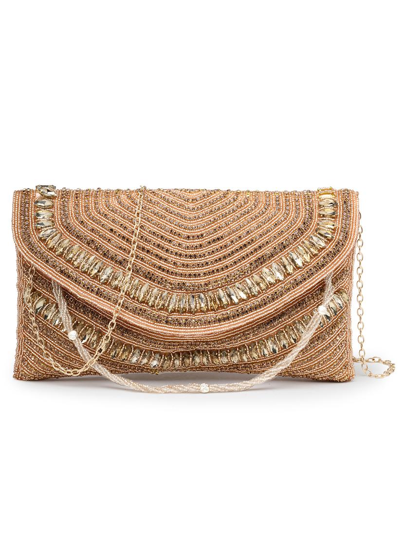 women emmbellished envelope clutch with sling chain - 21918658 - Standard Image - 5