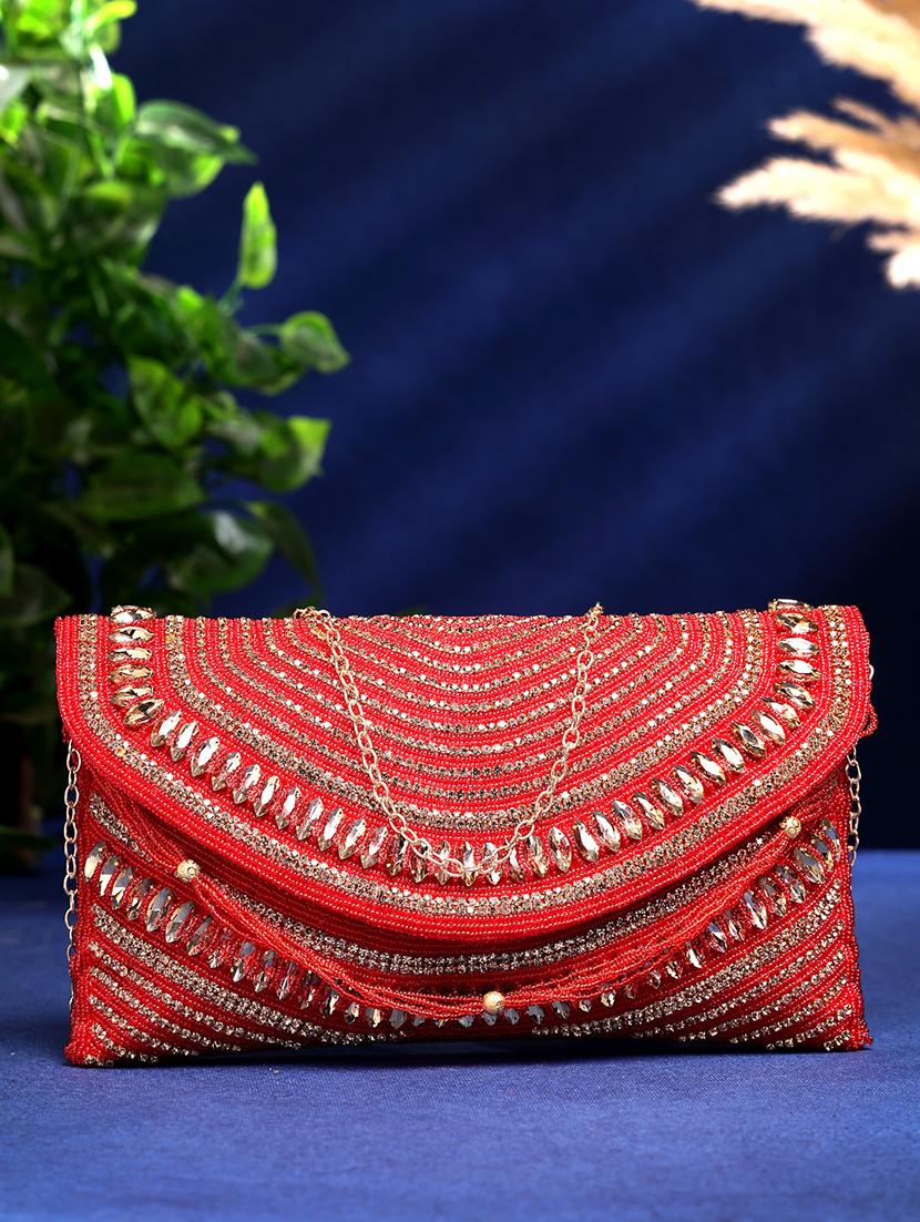 women emmbellished envelope clutch with sling chain - 21918659 -  Zoom Image - 0