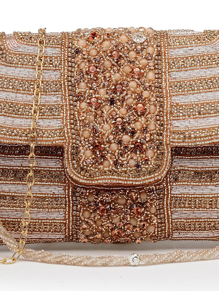 women emmbellished envelope clutch with sling chain - 21918660 - Standard Image - 5
