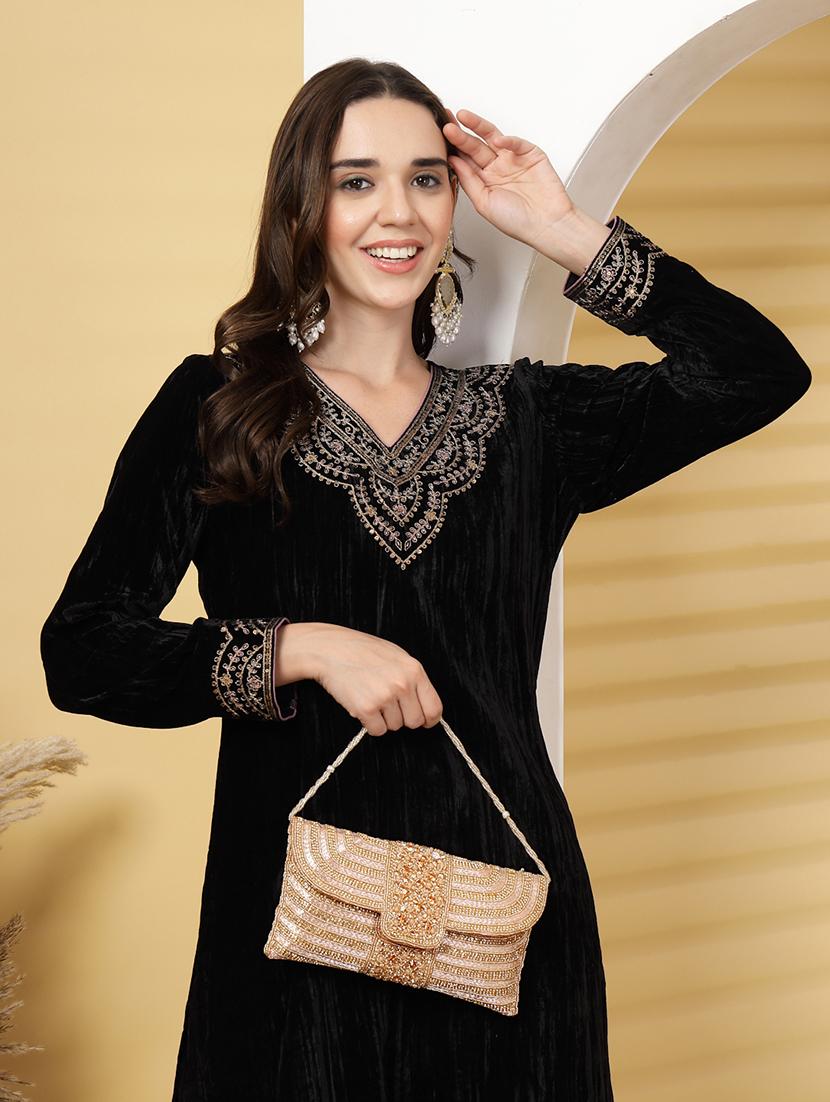 women emmbellished envelope clutch with sling chain - 21918660 - Standard Image - 8