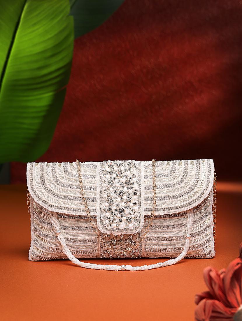 women emmbellished envelope clutch with sling chain - 21918661 -  Zoom Image - 0