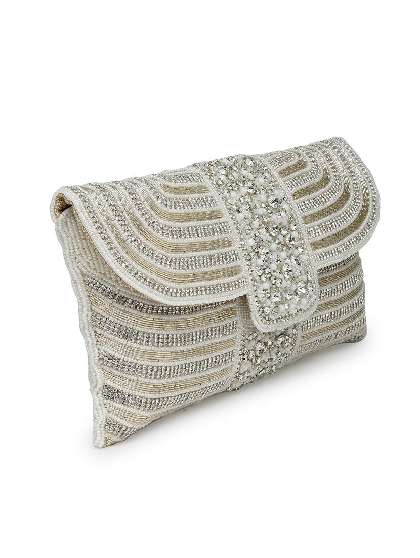 women emmbellished envelope clutch with sling chain - 21918661 - Standard Image - 3