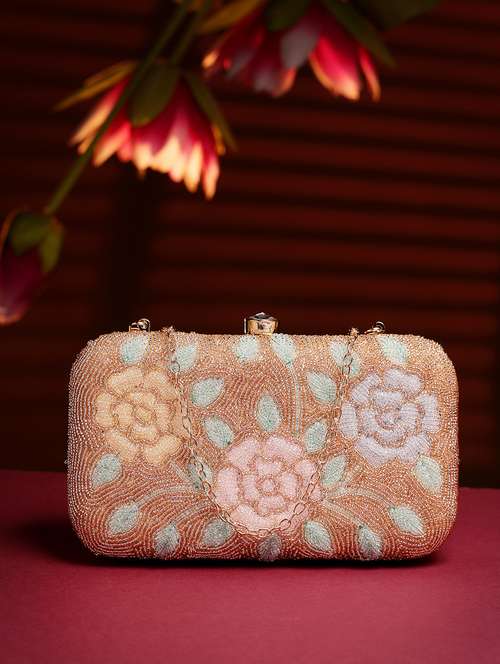 women embellished clutch with detachable sling chain