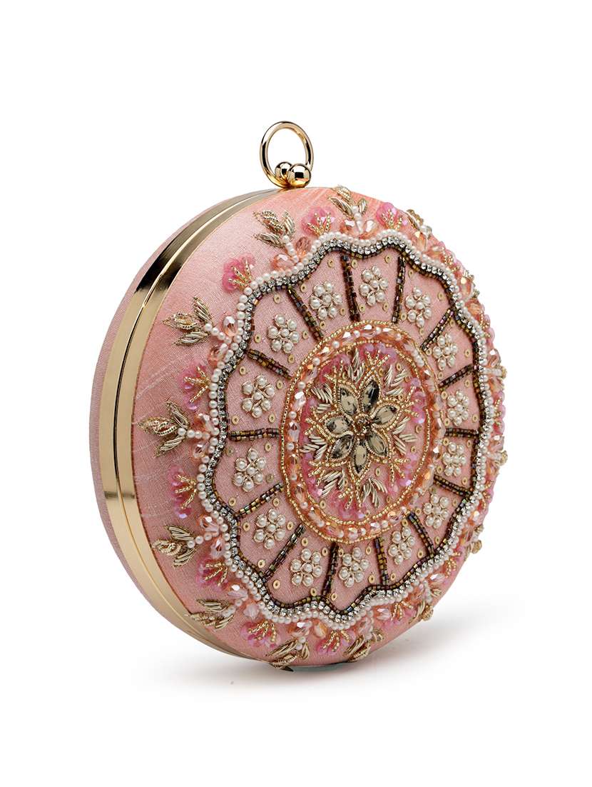 Women Embellished Clutch With Detachable Sling Chain