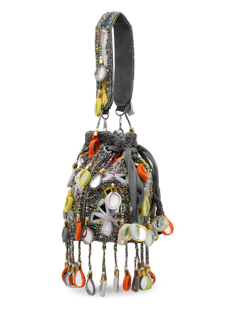women mirror work & embellished potli bag - 21918686 - Standard Image - 3