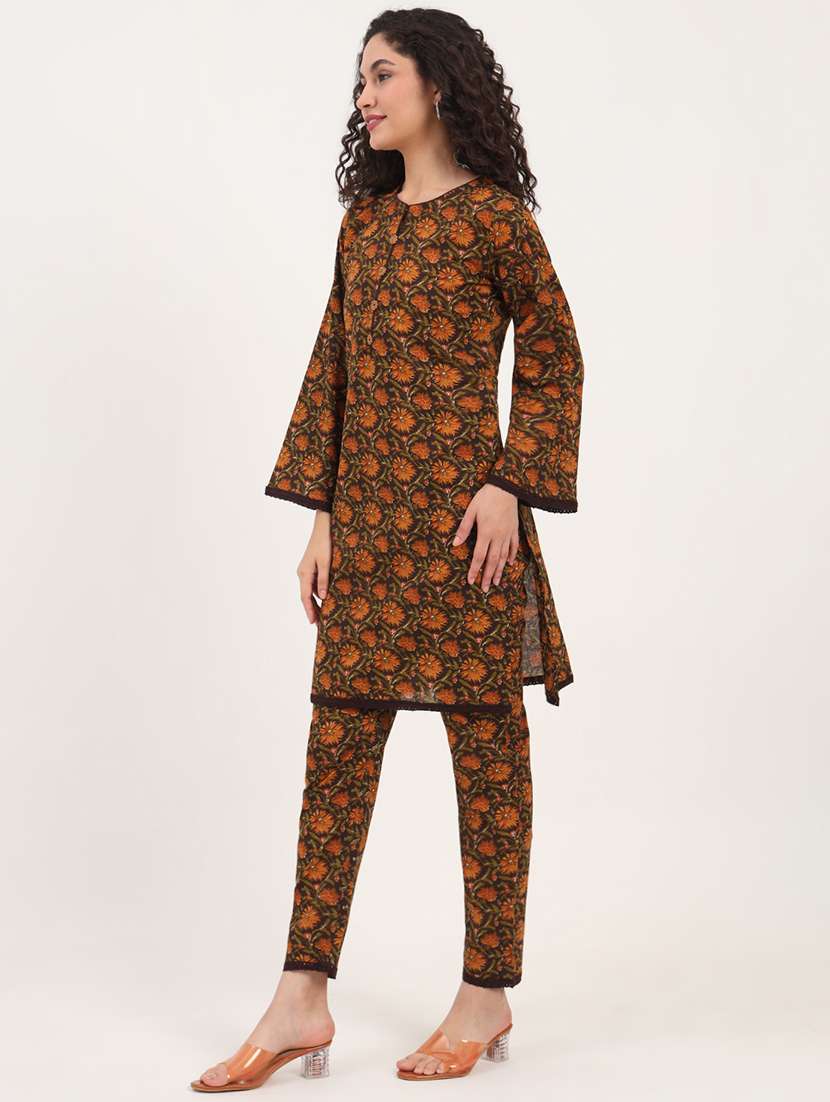 women floral print kurta and pant co-ord set - 21918708 - Standard Image - 3
