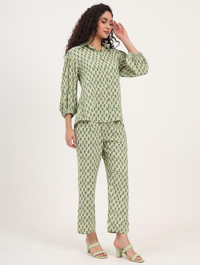 women printed shirt and trouser co-ord set - 21918709 - Standard Image - 3