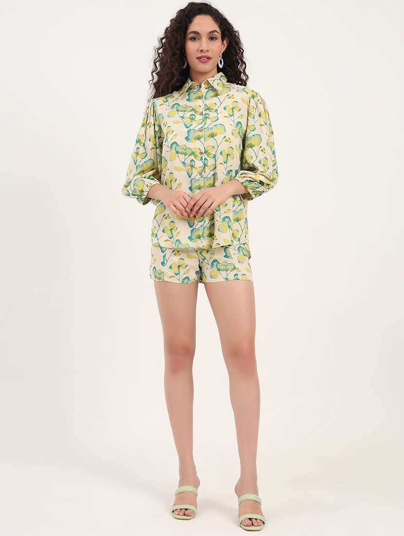 women floral printed top and short with shirt set - 21918710 - Standard Image - 5