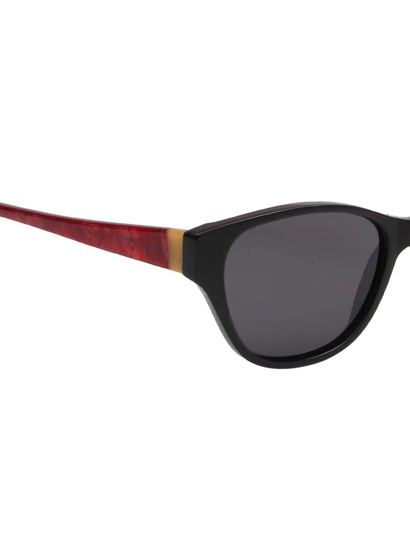Ted Smith Women Black Premium Italian Acetate Sunglasses With Polarized Lenses.